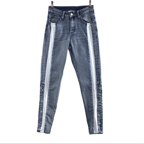 Skinny Jeans Ankle Snap Button 